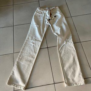 Dolce & Gabbana Ivory Distressed Jean w/suede belt